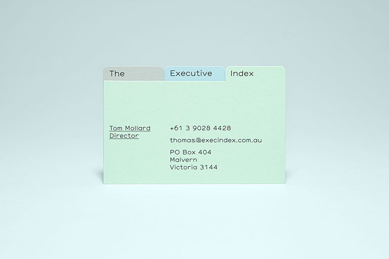 Self-titled The Executive Index Brand Identity Business Card Green Mobile
