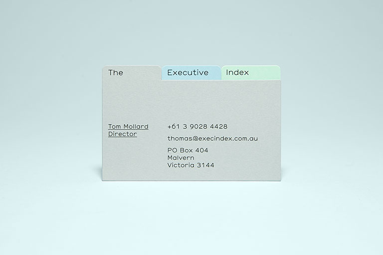 Self-titled The Executive Index Brand Identity Business Card Grey Mobile