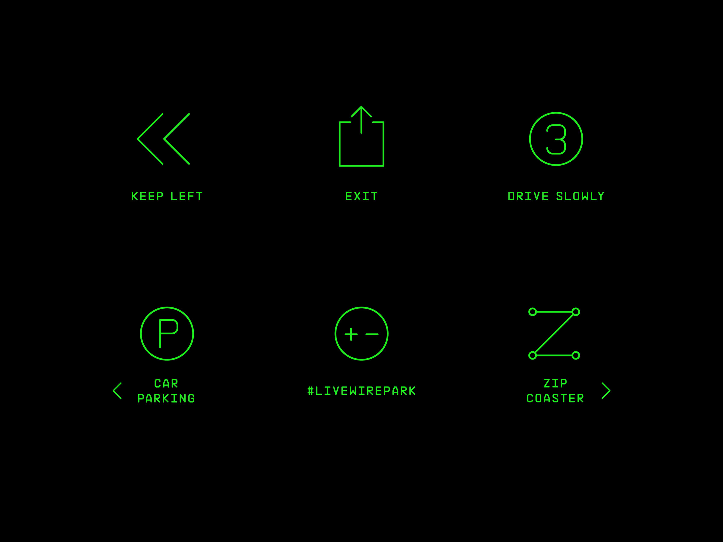 Self-titled Live Wire Park Brand Identity Signage 3a