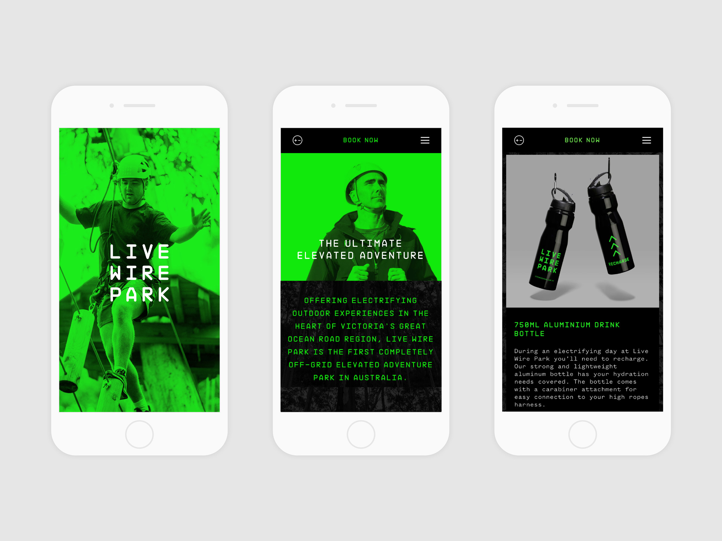 Self-titled Live Wire Park Brand Identity Website Mobile