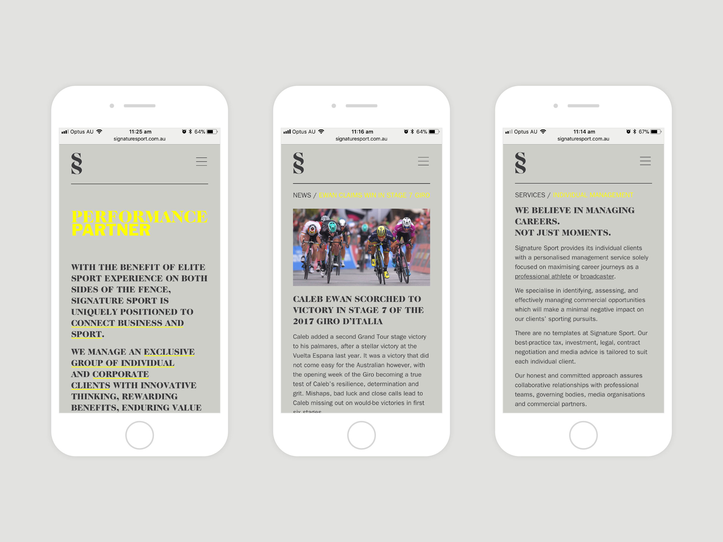 Self-titled Signature Sport Brand Identity Website Mobile