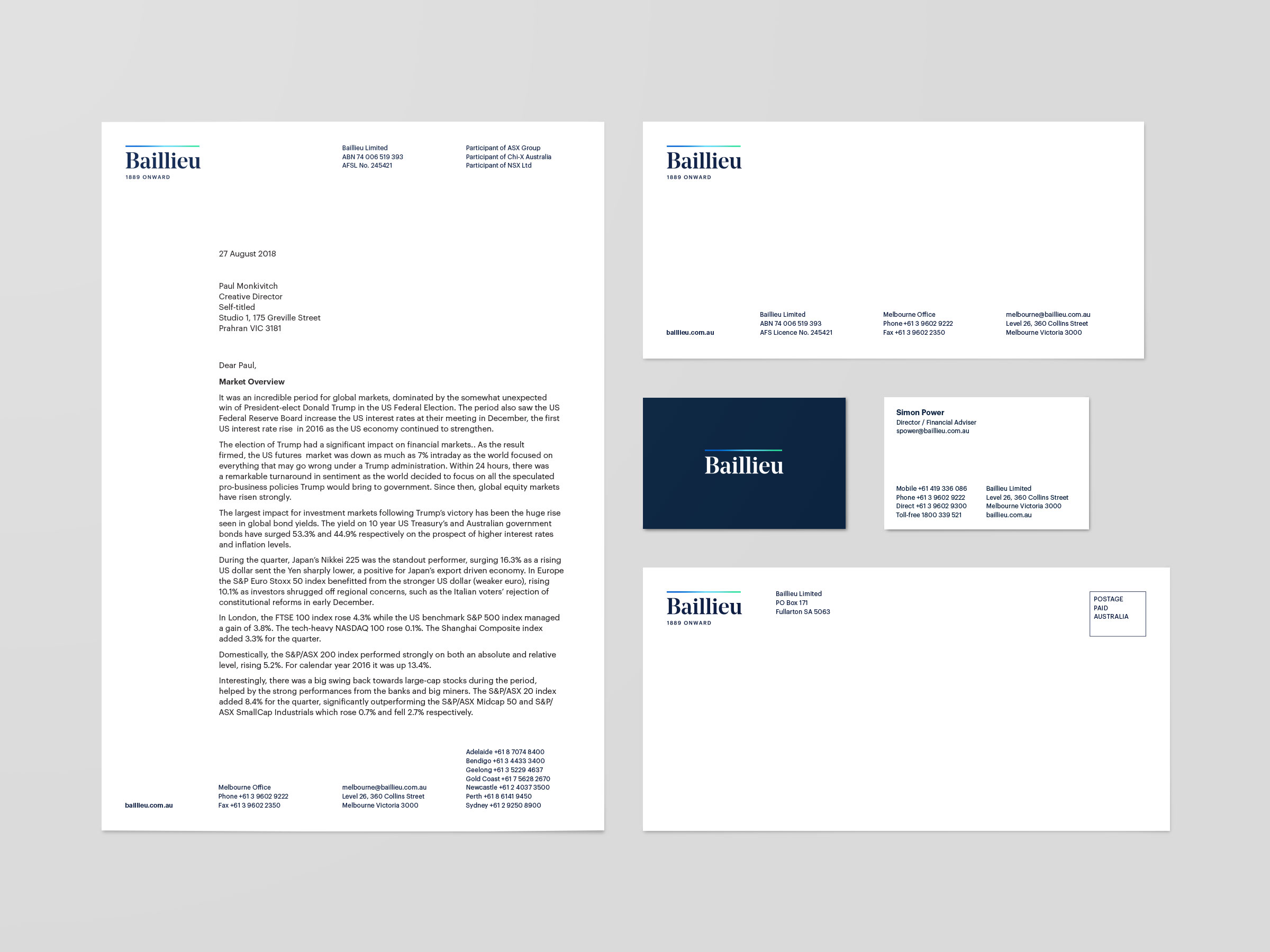 Self-titled Baillieu Brand Identity Stationery