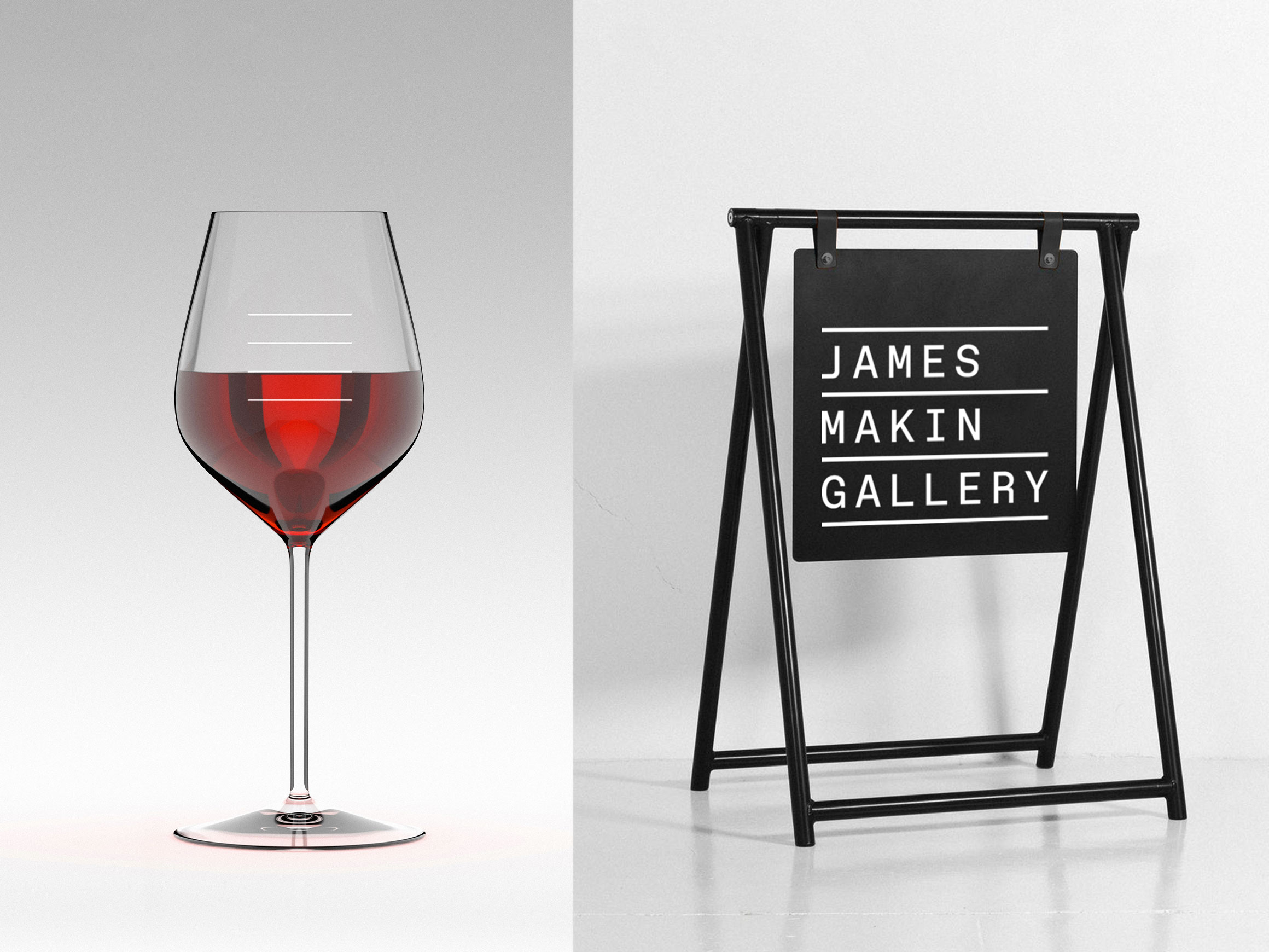 Self-titled James Makin Gallery Wine Glass A Frame