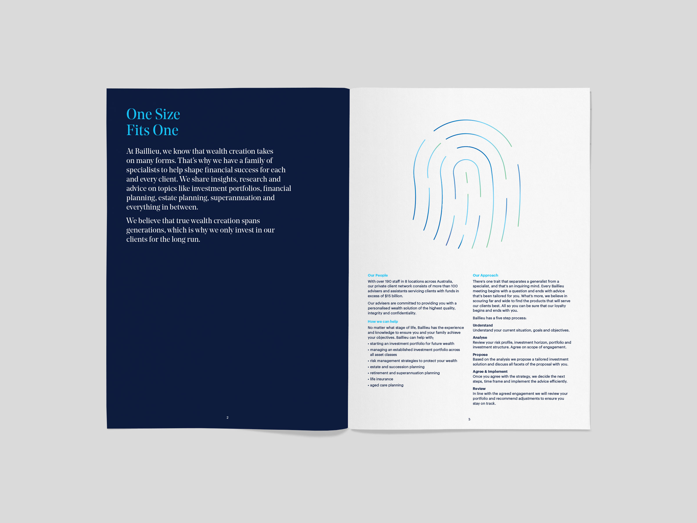 Self-titled Baillieu Brand Identity Brochure Spread 1