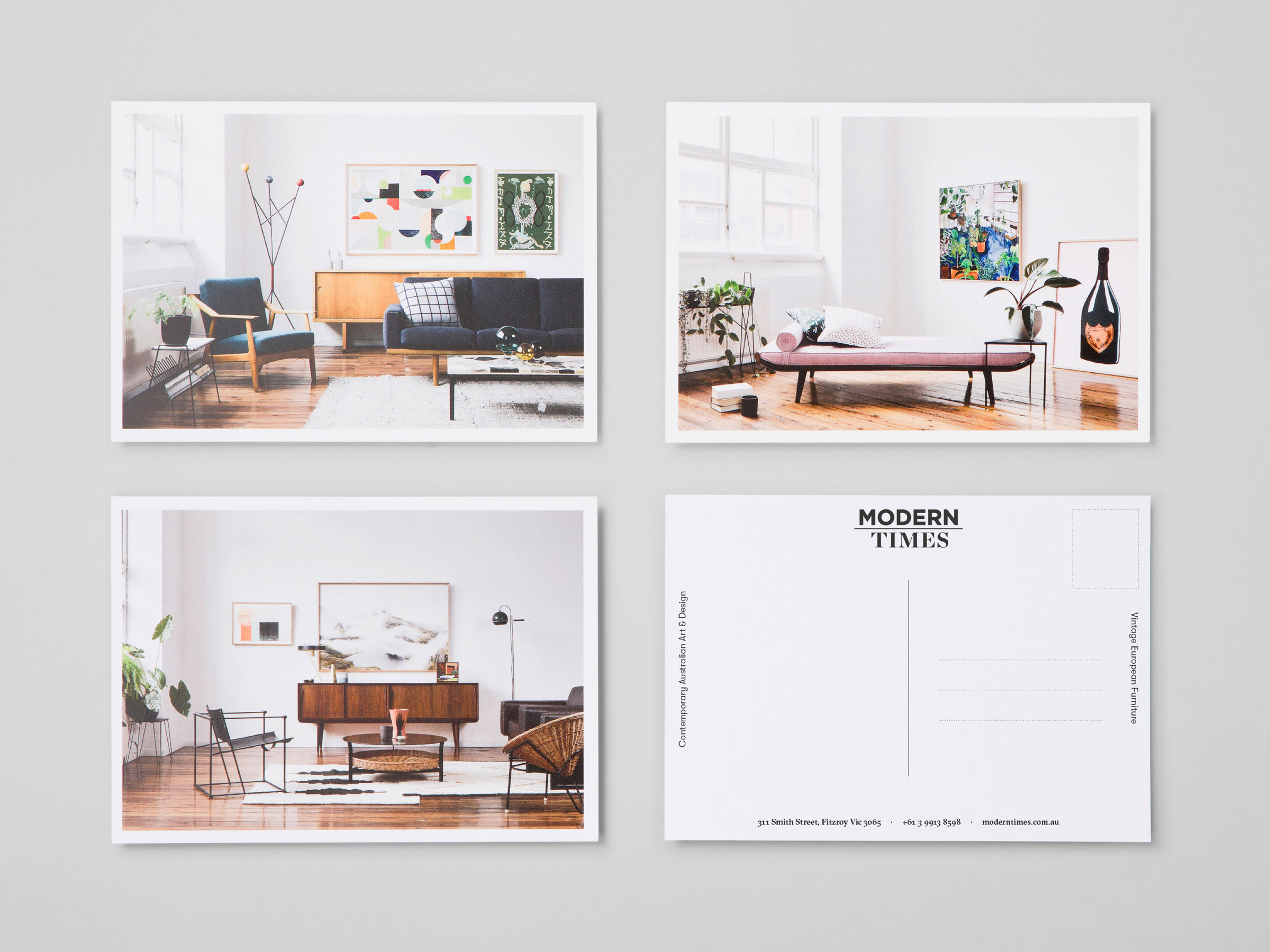 Self-titled Modern Times Brand Identity Postcards Stlb