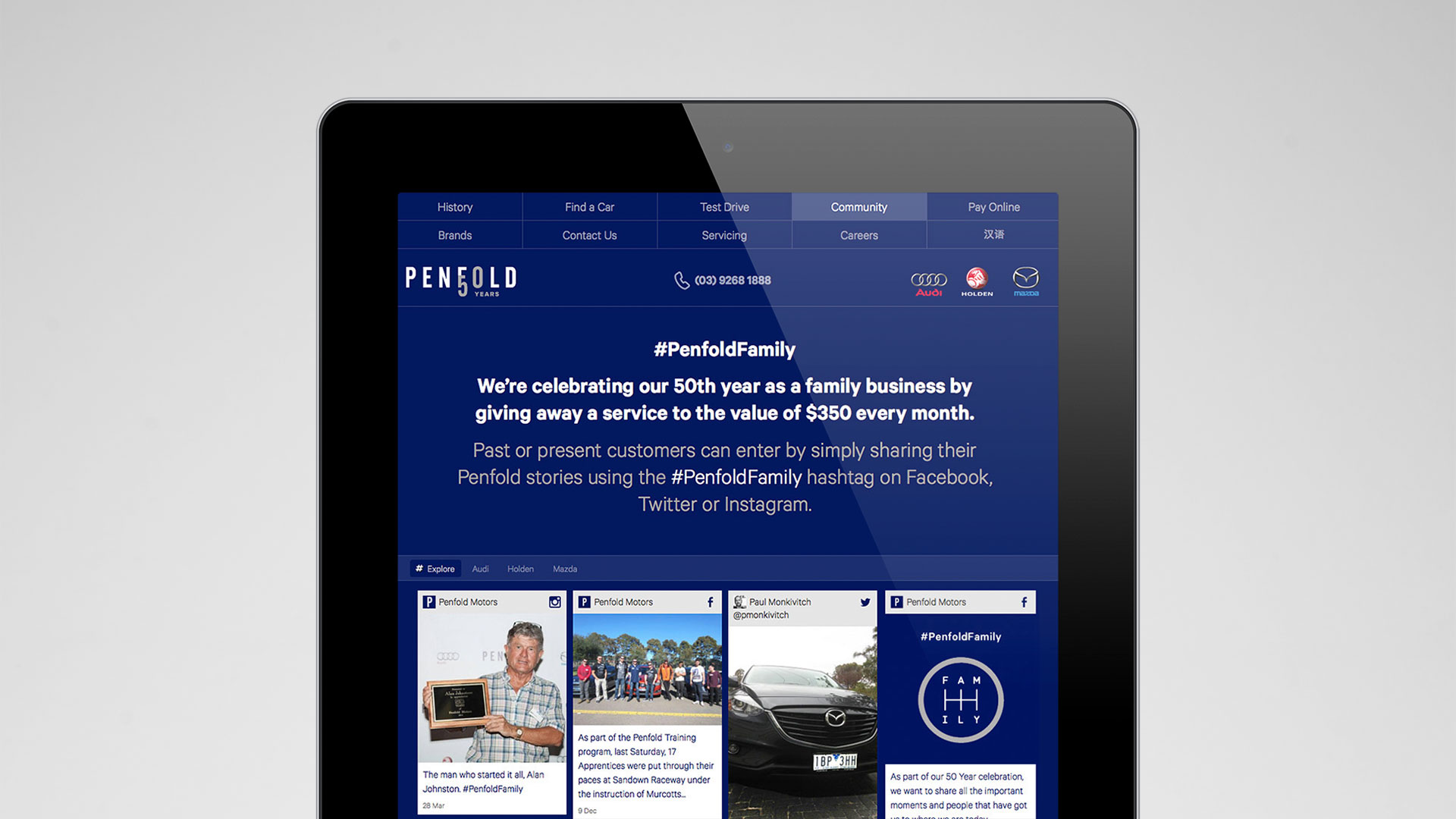 Self-titled Penfold Motors Brand Identity Websitetablet 5