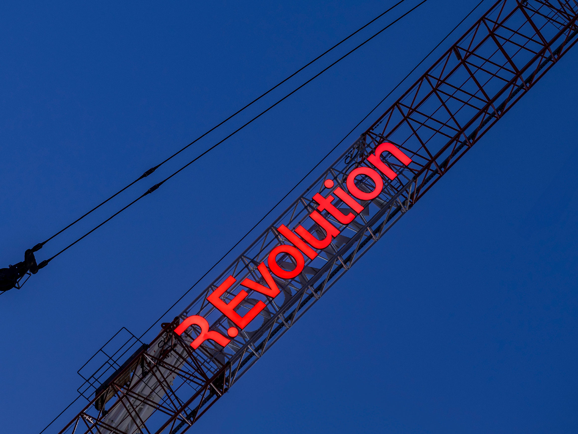 Self-titled R Evolution Crane Signage